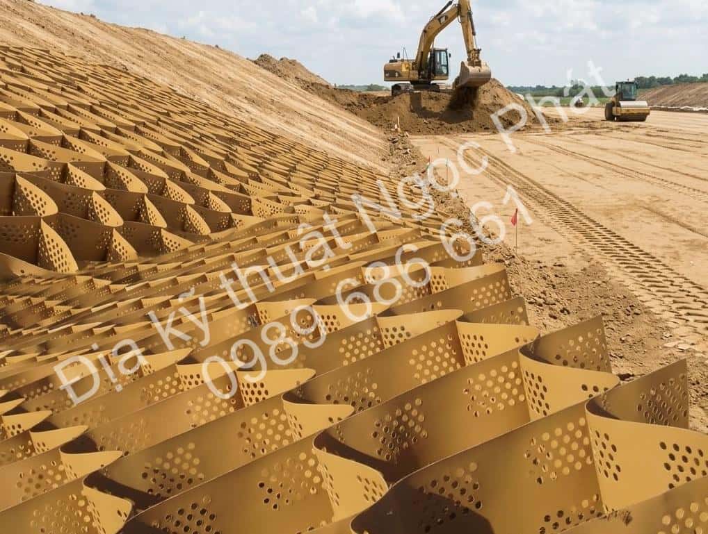 Ô địa Geocell GC1544 445-150mm gia cố mái taluy