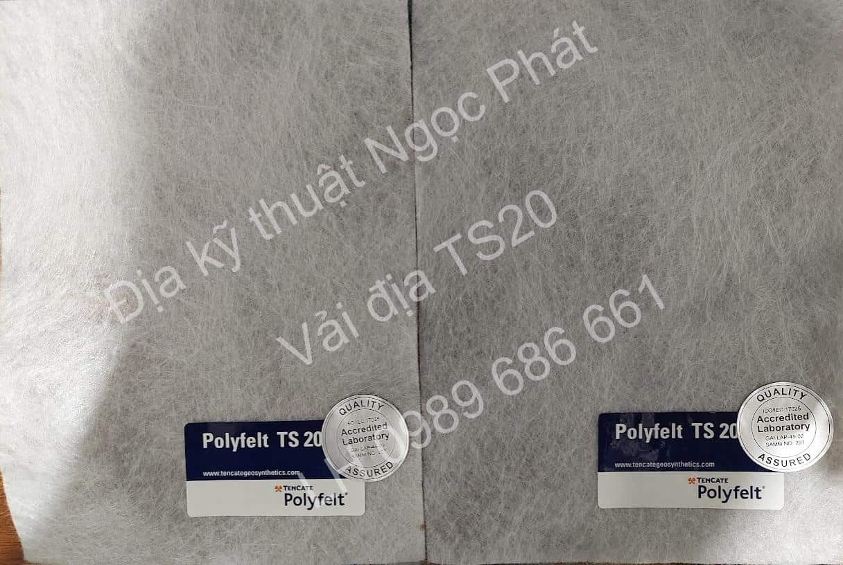 Vải địa kỹ thuật TS20 lực kéo 9.5kN/m là vải địa không dệt Malaysia