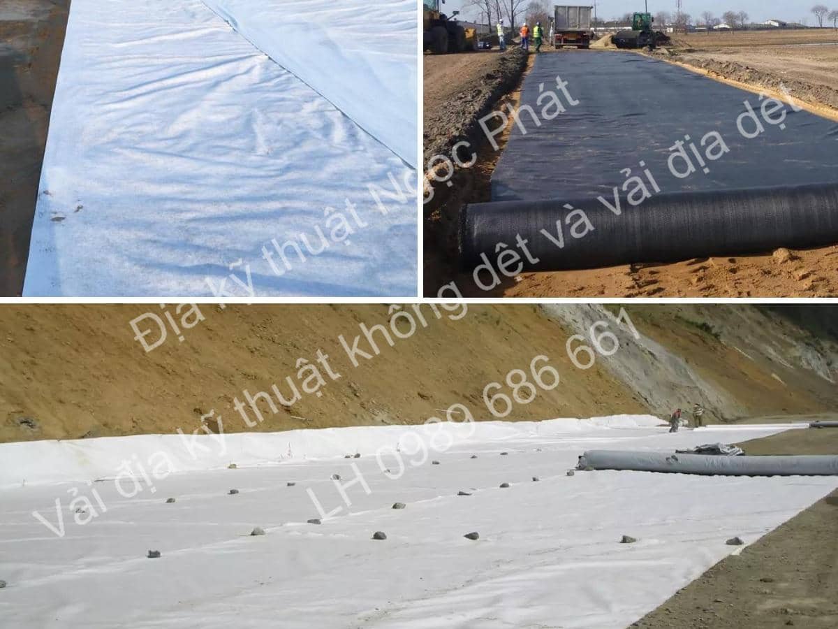 Vải địa kỹ thuật sản xuất từ sợi polymer bao gồm vải địa không dệt và vải địa dệt